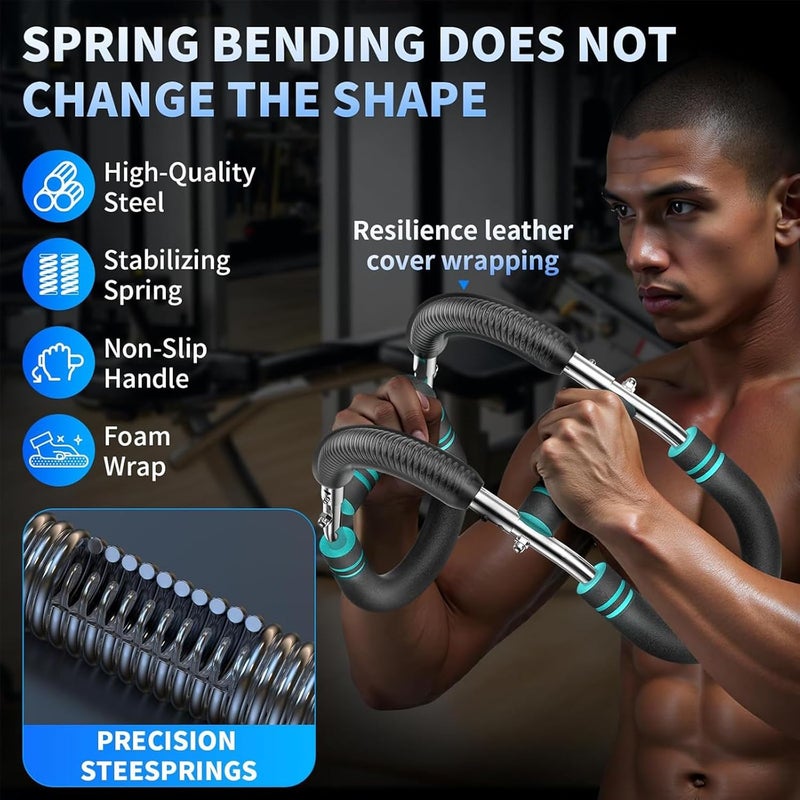 Leukate Twister Arm Trainer, Adjustable Chest Workout Equipment Upper Body Strength Training, Portable Power Twister Bar with Detachable Design, Arm Trainer, Home Gym & Travel Fitness Tool (Blue) - Image 3